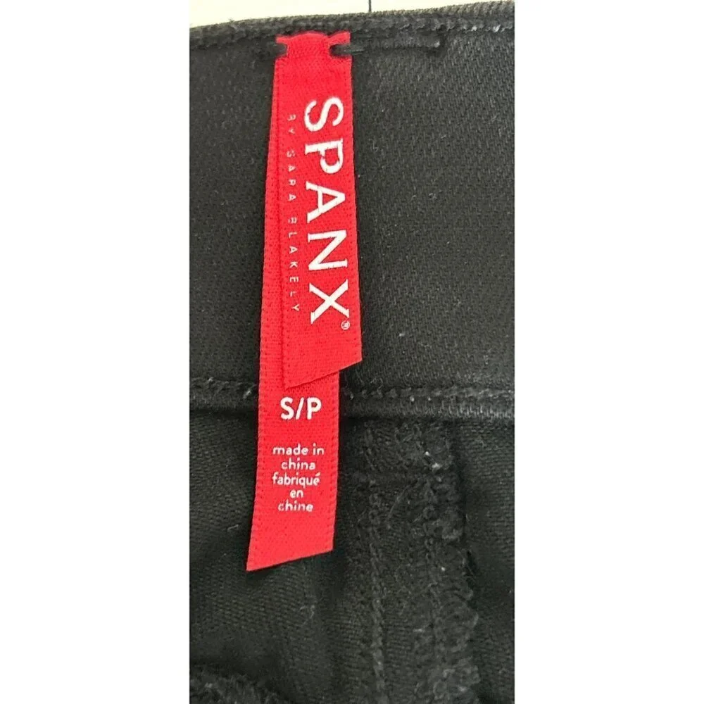 Spanx Pull On Vintage Black Legging Raw Hem Distressed Jeans Size S/P